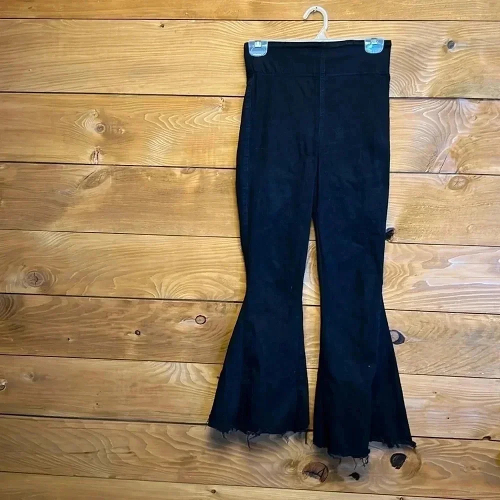 WOMEN'S PRE-WORN Medium MUMU BLUE ELASTIC WAIST Flare and fringe bottom‎ Y2K